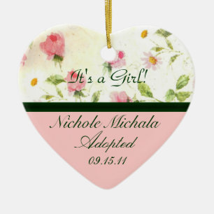 Petite rosa Rosen-Adoptions-Mitteilungs-Andenken Keramikornament