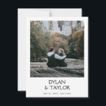 Petite Simple Modern Bold Name Gerahmt 2-Foto Save The Date<br><div class="desc">Moderne und schlichte Save the Date-Karte mit einem feinen Namensdesign in einer kleineren Größe. Ein sauberer,  minimalistischer Stil,  perfekt für jede Hochzeitsfeier. Fügen Sie auf der Vorderseite und auf der Rückseite Ihr eigenes Foto hinzu. Verwenden Sie das Entwurfstool,  um die Schriftart oder das Layout zu ändern.</div>