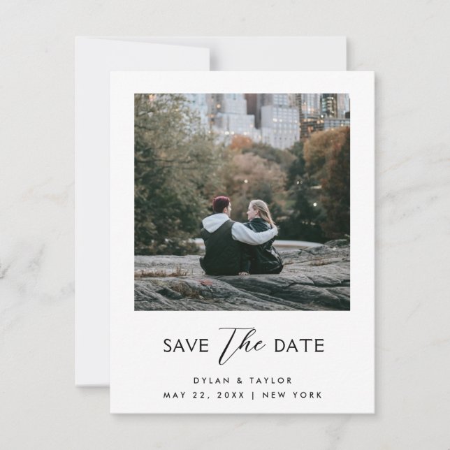 Petite Simple Modern Mixed Schriftart Gerahmt 2 Fo Save The Date (Vorderseite)