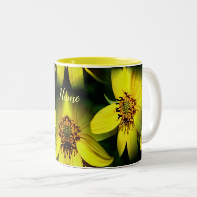 Petite Sunblumen Personalisiert Zweifarbige Tasse (VorderseiteRechts)