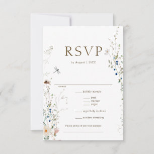 Petite Wildblume Hochzeitsmenü UAWG RSVP Karte