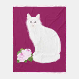 PetitRose "weiße Katze", Fleece-Decke Fleecedecke