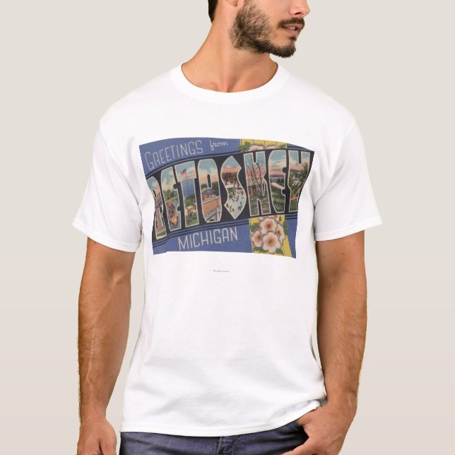 Petoskey, Michigan - große Buchstabe-Szenen T-Shirt (Vorderseite)