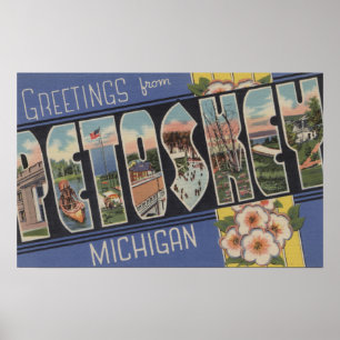 Petoskey, Michigan - Große Buchstabenszenen Poster