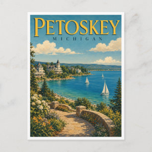 Petoskey Michigan Little Traverse Bay GeoSaga Postkarte