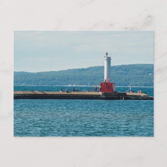 Petoskey Pierhead Lighthouse, Petoskey, Michigan Postkarte (Vorderseite)