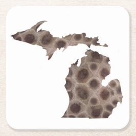 Petoskey Stone michigan Staat steinfossil Rechteckiger Pappuntersetzer