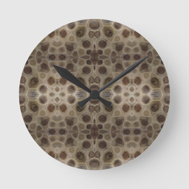 Petoskey Stone Runde Wanduhr (Vorderseite)