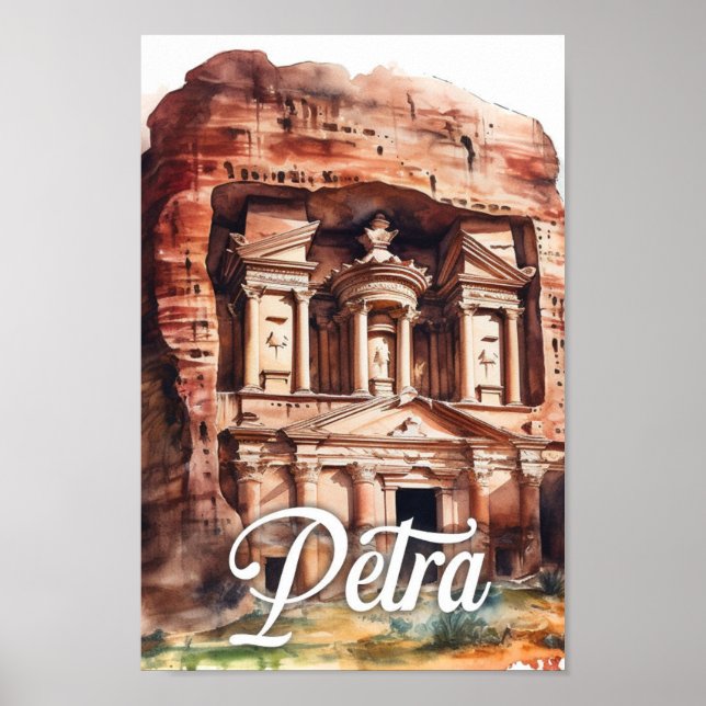 Petra Jordan Aquarellmalerei Reisen Poster (Vorne)