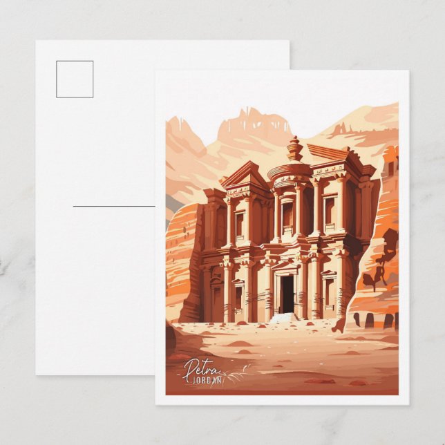 Petra Jordan Art Vintage Reise Illustration Postkarte (Vorne/Hinten)