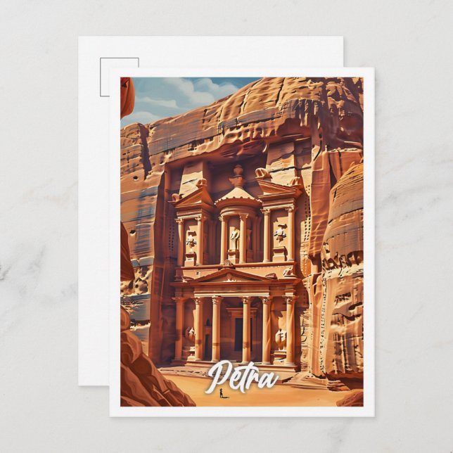 Petra Jordan Artistic Travel Illustration Postkarte (Vorne/Hinten)