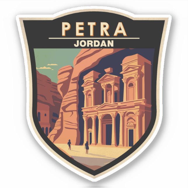Petra Jordan Travel Art Vintag Aufkleber (Vorderseite)