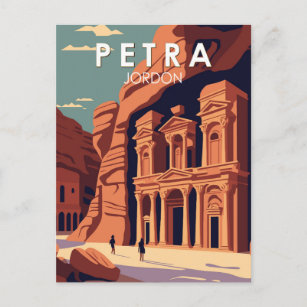 Petra Jordan Travel Art Vintag Postkarte