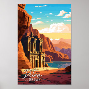 Petra Jordan Vintage Art Illustration Poster