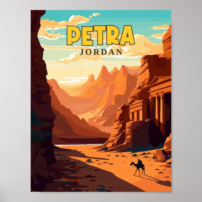 Petra Jordan Vintage Reise Illustration Poster (Vorne)