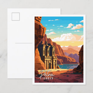 Petra Jordan Vintage Reise Illustration Postkarte