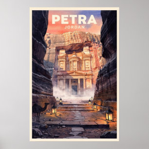 Petra Jordan Vintage Reise Poster