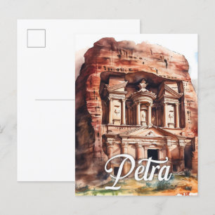 Petra Jordanien Aquarellmalerei Reise Postkarte