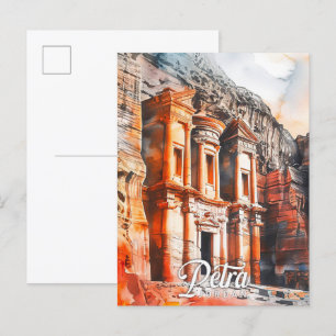 Petra Jordanien Aquarellmalerei Reise Postkarte