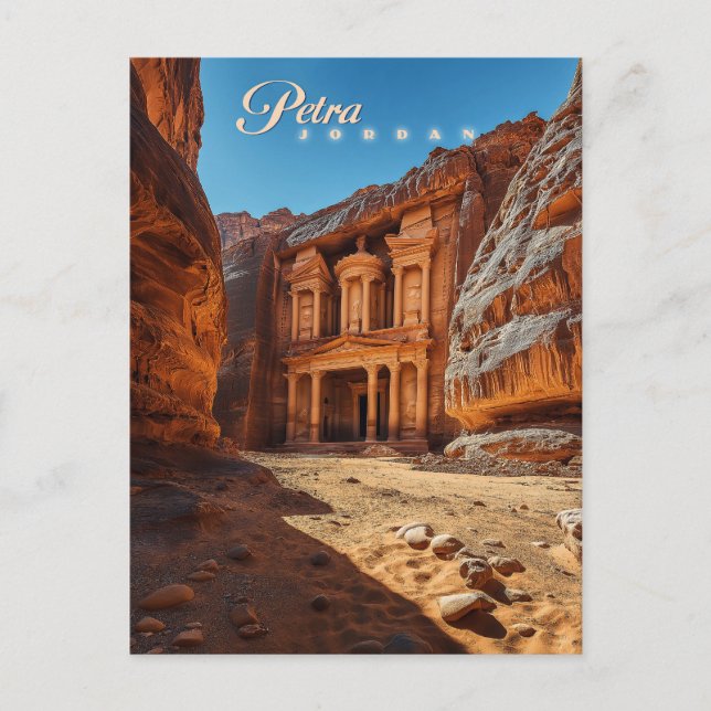 Petra, Jordanien: Iconischer Rotkehltempel Postkarte (Vorderseite)