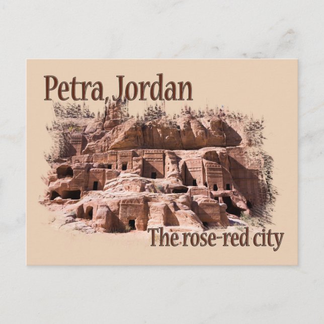 Petra: Rose Rote Stadt Postkarte (Vorderseite)