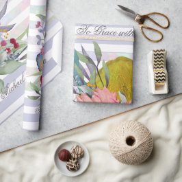 Petras Liebe Aquarell Floral gestreifter benutzerd Geschenkpapier