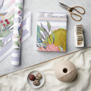 Petras Liebe Aquarell Floral gestreifter benutzerd Geschenkpapier