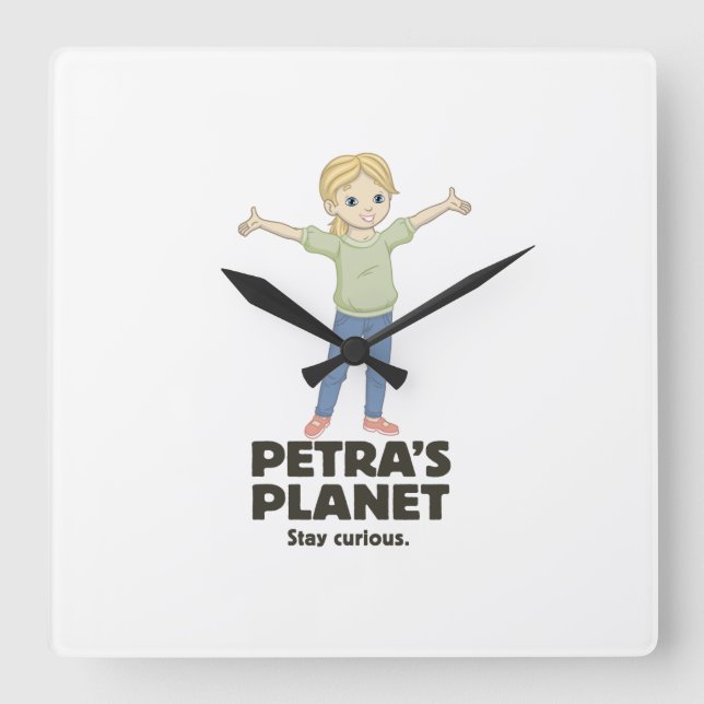 Petras Planet-Wall-Uhr Quadratische Wanduhr (Vorderseite)