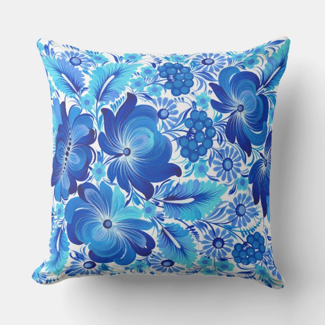 Petrikivka Ukrainian traditional folk art.  Kissen (Vorderseite)