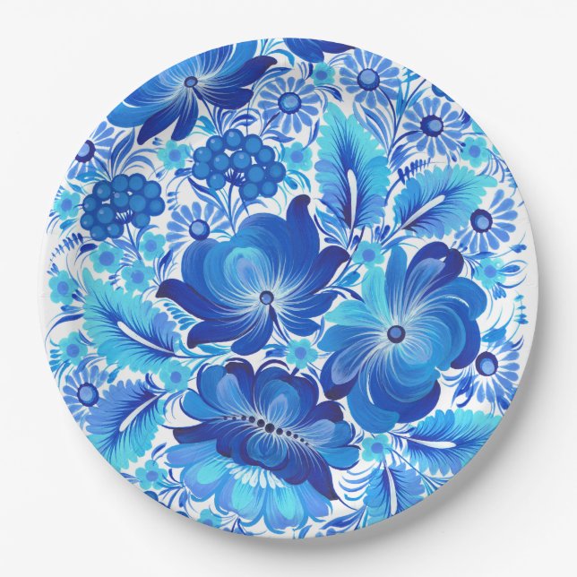 Petrikivka Ukrainian traditional folk art  Pappteller (Vorderseite)