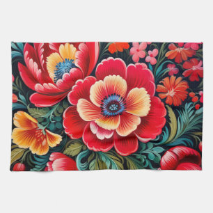 Petrikivka Ukrainische traditionelle Volkskunst Geschirrtuch