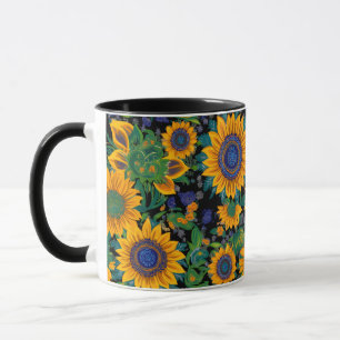 Petrikivka ukrainische Volkskunst. Sonnenblumen bl Tasse