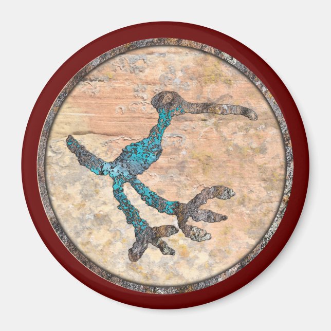 Petroglyph eines Vogels, versteinerte Forest Natio Magnet (Vorne)