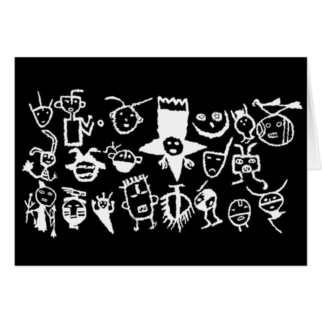 Petroglyph-Sammlung, Masken und Leiter (Vorderseite (Horizontal))