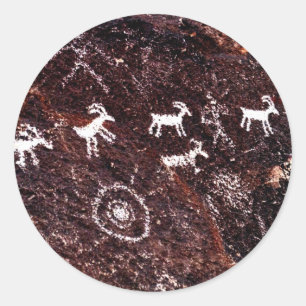 PETROGLYPHE-NEVADA-WÜSTEN-AMERIKANER-SÜDWESTEN RUNDER AUFKLEBER