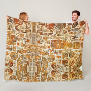 Petroglyphen in braun und orange fleecedecke