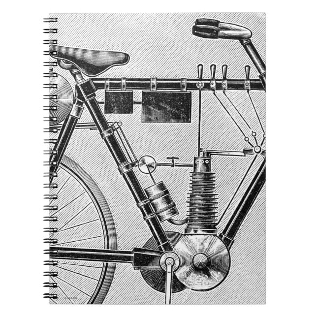 Petrolette Omega Motorrad, 1895 Notizblock (Vorderseite)