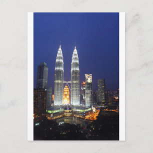 Petronas-Türme bei Nacht erleuchtet Kuala Lumpur Postkarte