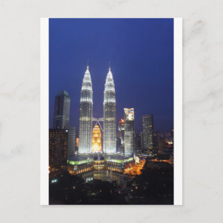 Petronas Türme beleuchtet in der Nacht Kuala Lumpu Postkarte