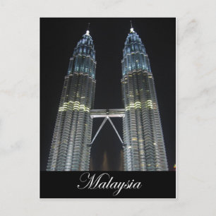 Petronas Türme in der Nacht Postkarte