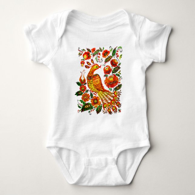 Petrykivka Ukrainer firebird Baby Strampler (Vorderseite)