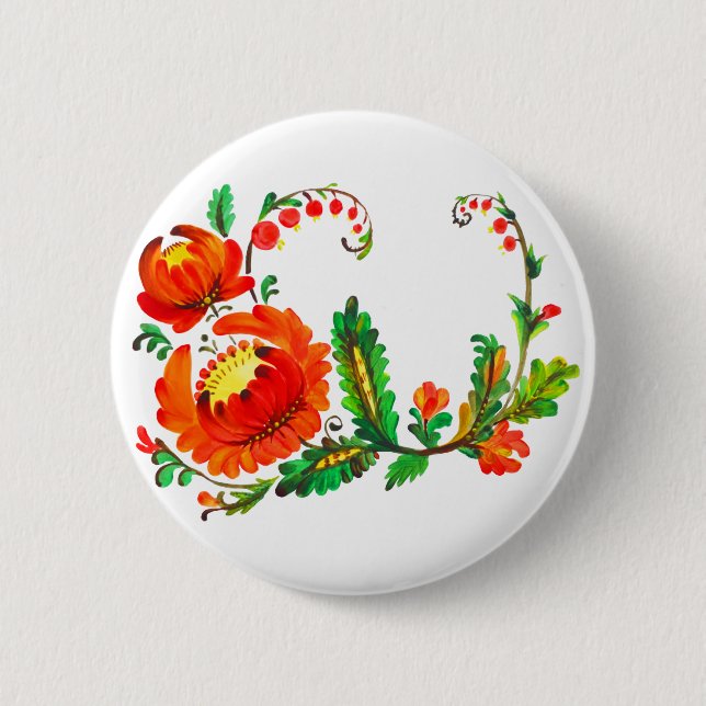 Petrykivka Ukrainerkunst Button (Vorderseite)