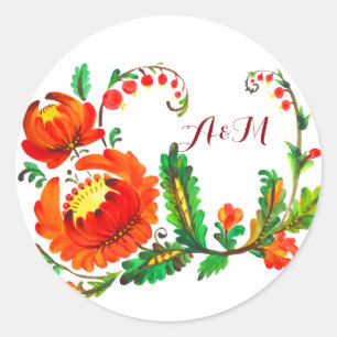 Petrykivka Ukrainische Kunst Runder Aufkleber