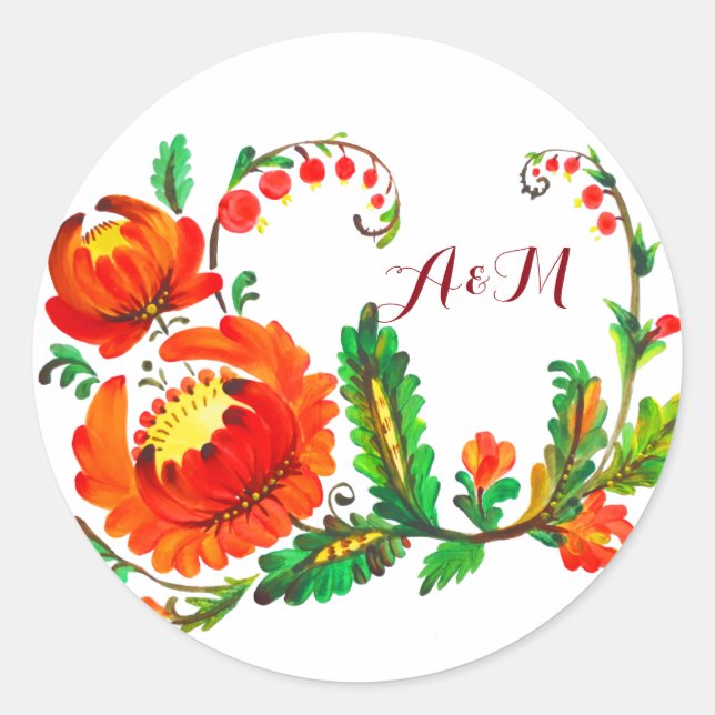 Petrykivka Ukrainische Kunst Runder Aufkleber (Vorderseite)