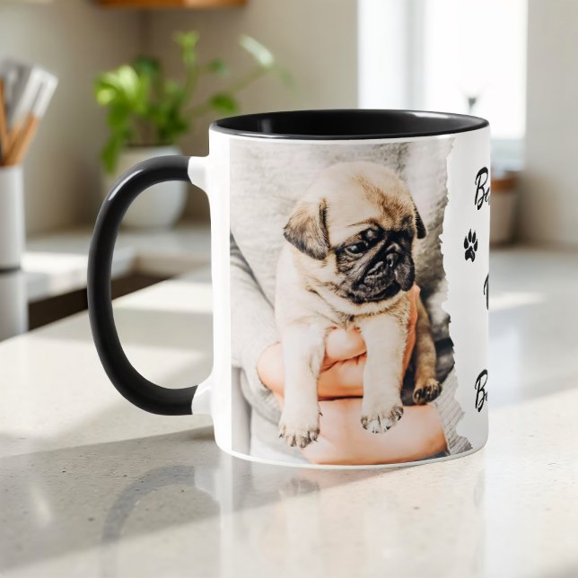 Pet's Cool Modern Simple Typography Name and Photo Tasse (Von Creator hochgeladen)