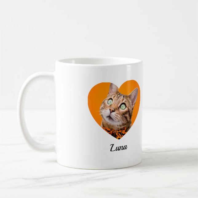 Pet's Cute Modern Typography Name and heart Photo Kaffeetasse (Links)