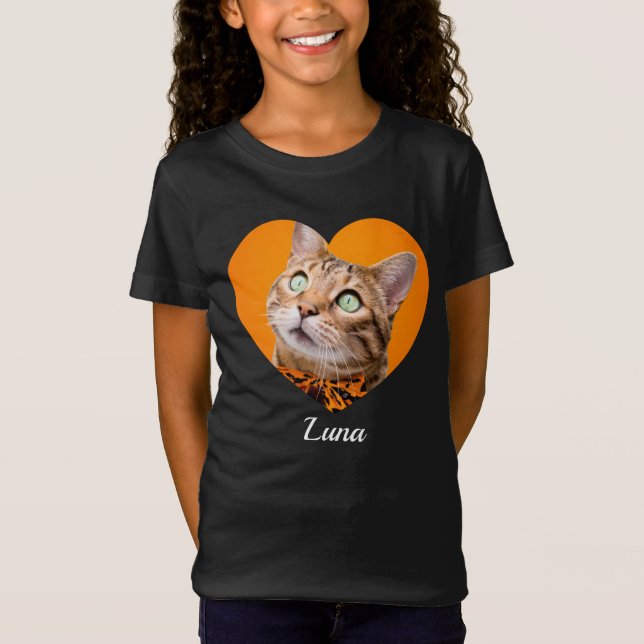 Pet's Cute Modern Typography Name and heart Photo T-Shirt (Vorderseite)