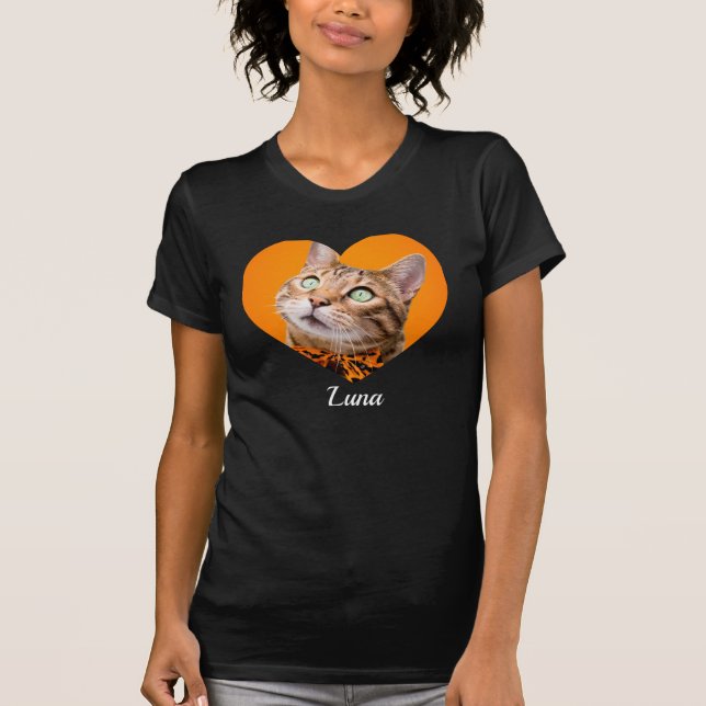 Pet's Cute Modern Typography Name and heart Photo T-Shirt (Vorderseite)