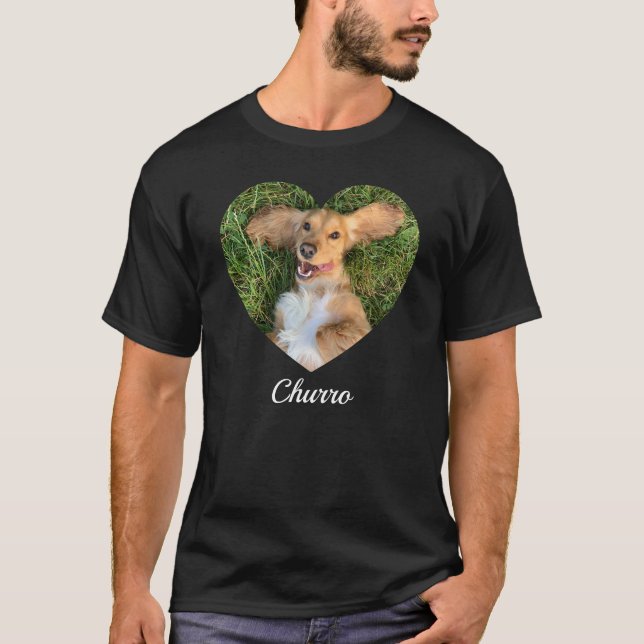 Pet's Cute Modern Typography Name and heart Photo T-Shirt (Vorderseite)