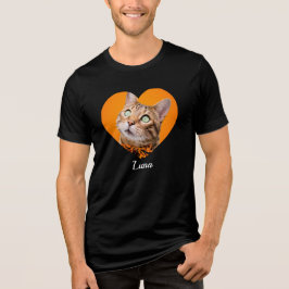 Pet's Cute Modern Typography Name and heart Photo Tri-Blend Shirt